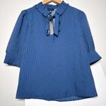 Current Air Jessica Pinstripe Tie-Neck Blouse Photo 1