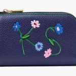 Kate Spade In The Garden Compact Wallet Parisian Navy Floral Leather Photo 0