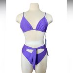 LA PORTE Bikini Set Purple Textured Fabric Size Medium NWT Photo 2