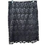 Ann Taylor Women's Size 4 Black Floral Crochet Midrise Lined Pencil Skirt Photo 0