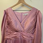 Mac Duggal ‎ Pleated Long Sleeve V-Neck Gown Size 16 Lilac Pink Satin Puff Photo 7