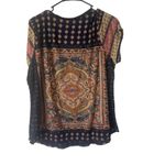 Lucky Brand Lucky‎ Brand Women Plus Size 1X Boho Medallion Persian Short Sleeve Shirt Photo 5