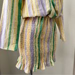 ZARA  Stripe Shirred Ruffle Hem Fitted Dress Size XS Photo 8