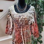 Investments Multicolor Tiered Ruffles V Neck Long Sleeve Ruffle Top Blouse XL Photo 0