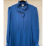 Vintage Blue Plaid Long Sleeve High Neck Dress 9 Luci Sellini Size 8 Photo 1