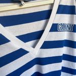 Ganni  Logo Blue Striped V Neck Graphic Tee size medium Photo 6