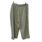 DKNY Pure Sage Green Linen Blend Pull On Wide Leg Pockets Cropped Pants L Photo 3