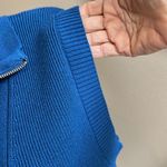 Teal Zip Up Sleeveless Cable Knit Sweater Size Small Blue Photo 4