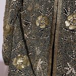 NWT Vintage 100% Silk beaded floral deadstock blazer cardigan gold black india Size M Photo 1