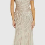 Adrianna Papell  Maxi Dress Womens 14 Beaded Tulle Short Sleeve Formal Event NWT Photo 0