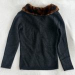 Ralph Lauren Sweater Cardigan Womens P Wool Angora Cashmere Faux Fur Collar Gray Photo 6