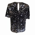 Alex Marie NWT Lia Sequined Crew Neck Short Sleeve Stretch Velvet Black Bls MD Photo 5