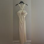 Morgan & Company Juniors Sleeveless Off White Halter Gown with Cut Out Size 13 Photo 3