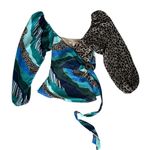 Hutch Anthropologie Women’s Oli Blue Leopard Mixed Print Long Sleeve Wrap Blouse Photo 1