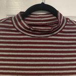 Levi's NWT Levi’s Size M Burgundy Black Cream stripe Slim Fit Mock Neck Long Sleeve Top Photo 1
