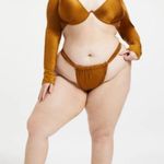 Good American NWT  Showoff Long Sleeve Underwire Bikini Top BRONZE BROWN  Gold Photo 3