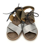 P. Monjo Roman Style Slingback Sandals Lace Up Silver Tan Leather Womens Size 36 Photo 1