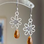 Handmade retro vintage fairy boho funky hippie style quality spiral flower dangle earrings🌀🤎🌱 Photo 0