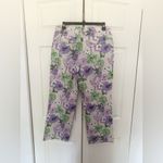 Loft Ann Taylor Laura Straight Leg Ankle Pants Floral Purple Green Size 10 Photo 4