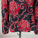 Vintage 80s Gloria Sachs Bergdorf Goodman Silk Red Floral Blazer 8 Black Photo 4