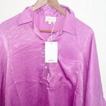 Andree by Unit  100% Polyester Shiny New Purple Cuffed Short Sleeve Blouse Photo 1