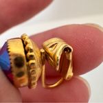 Vintage Aurora Borealis Crystal Gold Tone Clip On Earrings Womens Estate Jewelry Photo 2