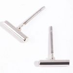 Boutique Fine 925 Sterling Silver Rhodium‎ Bar Staple Stud Earrings Photo 0