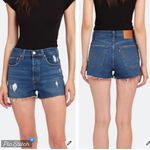Levi's Ribcage Shorts Dark Wash Distressed Photo 1