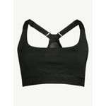 Womens Love & Sports Logo Patch Black Crossback Sports Bra Photo 2