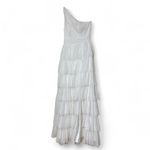 Mac Duggal  White And Gold Polka Dot One Shoulder Tiered Dress  Size 0 Photo 1