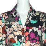 EXPRESS Shirt Womens XS Portofino Shirt Black Multi Floral Button Up Office Photo 4
