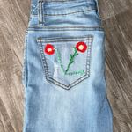 Encore jeans Encore Light Wash Distressed Embroidered Skinny Jeans Size 5 Photo 3