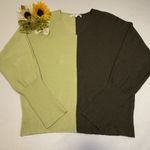 Madison Hudson Sweater Green Color Block Dolman Long Sleeve V Neck M Womens #‎ Size M Photo 0