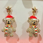 Piper K | Whimsical Christmas Teddy Bear Earrings Gold Photo 0