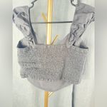 Aerie  Corset Tank Top w/Puff Sleeves Smocked Back, Medium, gray Photo 3