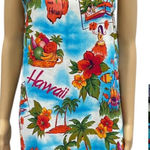 Vintage Beach Cabana Hawaiian Rayon Fringed Sleeveless Coverup Mini Dress Small Orange Photo 0