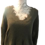 Zenana Outfitters Waffle Sweater Distressed Green Large Photo 9