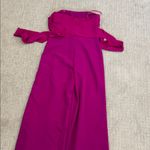 Milly Brooke Strapless silk Magenta Sash Waist Wide Leg Italian Cady Jumpsuit Photo 5