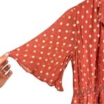 Anthropologie  Raga Kenna Polka Dot Tiered Mini Dress Dusty Pink Metallic S NWT Photo 4