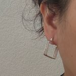 Vintage Signed 925 MEX Sterling Silver Triple Hollow Tube Square Hoop Earrings Photo 1