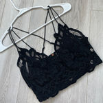 Free People Bralette adella lace racerback womens Black medium feminine cute Photo 0