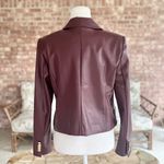White House | Black Market WHBM Jacket NWT Faux Leather Double Breasted Windsor Wine Chic Glam Vegan Crop M Photo 7