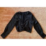ZARA Women's Long Sleeve Black Satin Twist Front Top Size S Photo 1