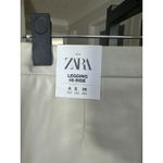 ZARA Faux Leather Legging Pants High Rise Cream White Skinny Zip Hem Sz Small Photo 3