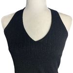 XScape Vintage Y2K  Cropped Halter Top S Black Metallic Button Neck Lined Photo 1