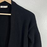 UGG Wool Blend Knit Cardigan Open Front Black XS Long Sleeves Pouch Pockets Boho Photo 6