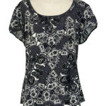 Worthington  X-Large Top Geometric Scoop Neck Puff Cap Sleeves Stretch Pleated Photo 0