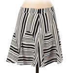 Rebecca Minkoff  Striped Silk A Line‎ Mini Skirt Size 2 Black White Photo 1