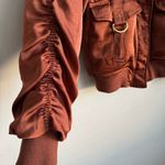House of Harlow 1960 Gina Satin Bomber Jacket in Copper S Orange Photo 5