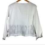 Tweeds Linen White Eyelet Blouse Top Sz Medium Boho Coastal Grandma Photo 1